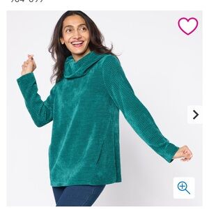 Nina Leonard emerald Cowl Neck Sweater